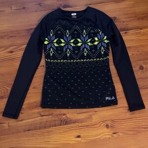 Fila Black and Neon Patterned Long Sleeve Shirt